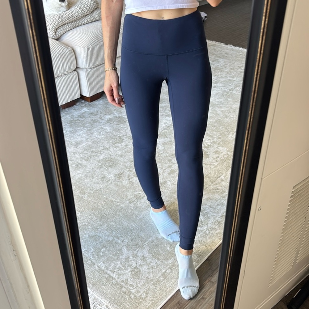 Yogalicious navy blue Women's High-Waisted Leggings high rise 7/8 butter soft